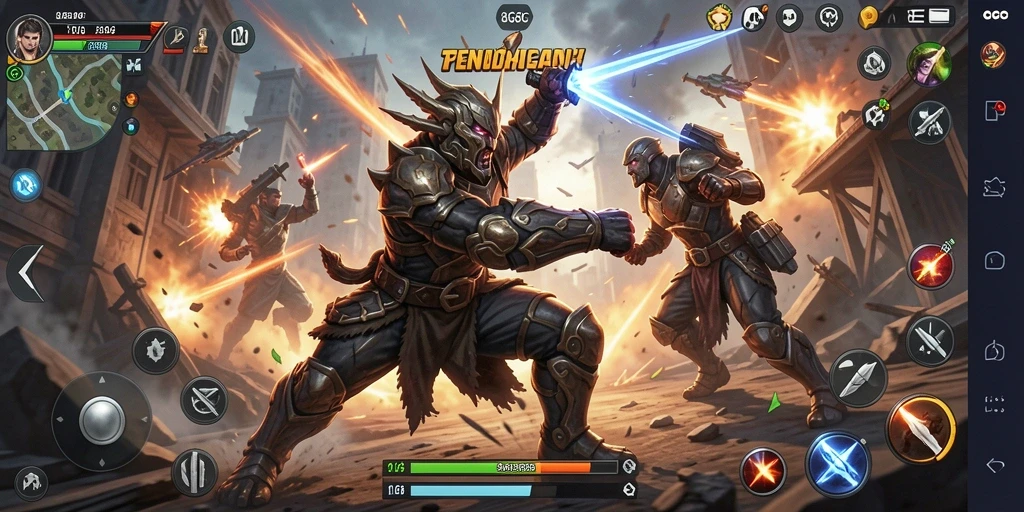 Tampilan gameplay yang mendebarkan dalam 8G8G saat bertarung.