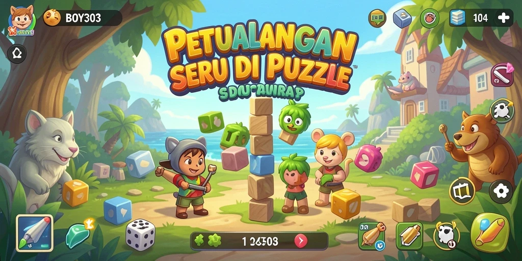 Screenshot utama BOY303 menampilkan gameplay Puzzle yang menantang.