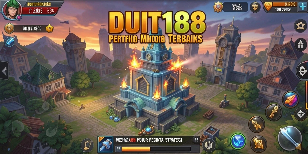 Gameplay seru DUIT188 saat membangun menara pertahanan melawan musuh.