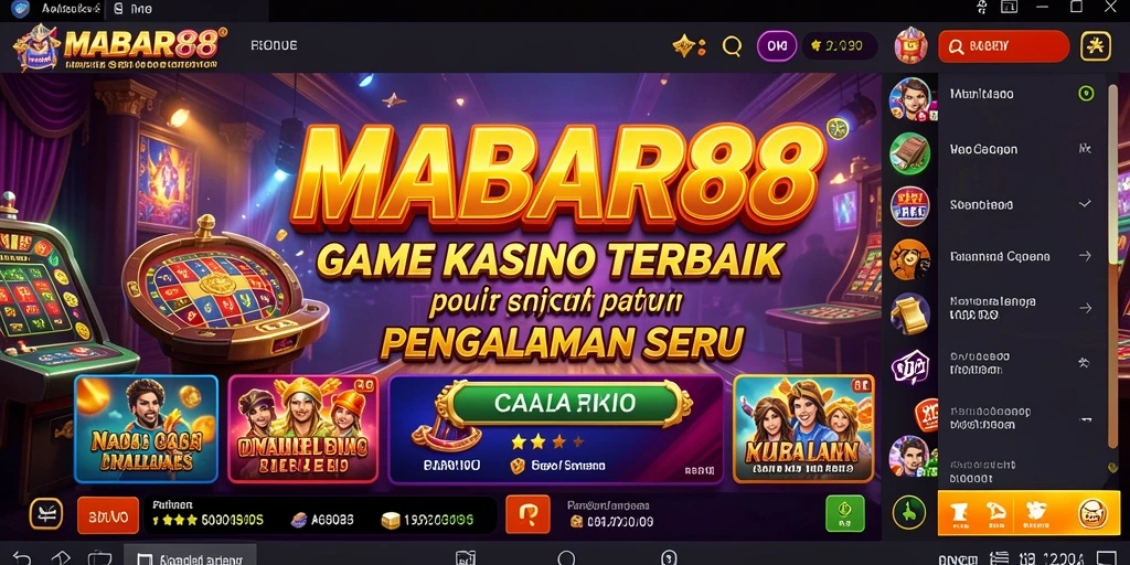 Tangkapan layar gameplay MABAR88 yang menampilkan slot dan meja kasino.