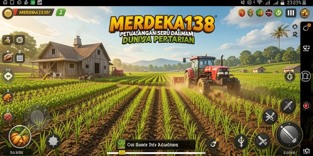 Screenshot aksi gameplay seru di MERDEKA138 yang menunjukkan pertanian yang aktif.